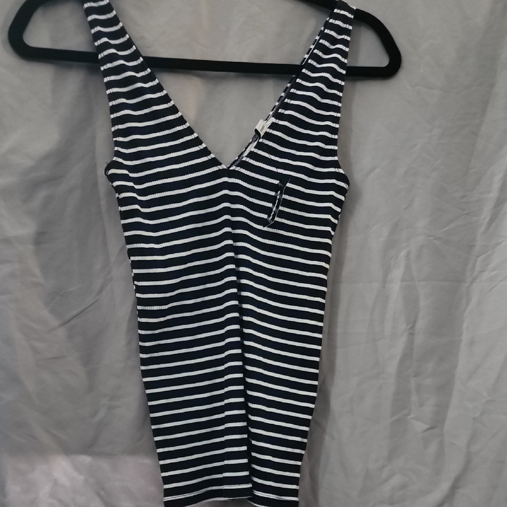 Striped Black and White Sleeveless Top